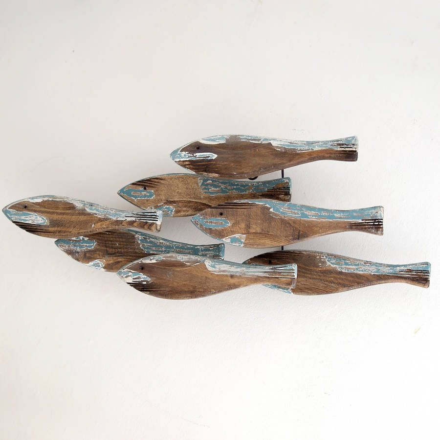 vintage style fish shoal wall art by red lilly