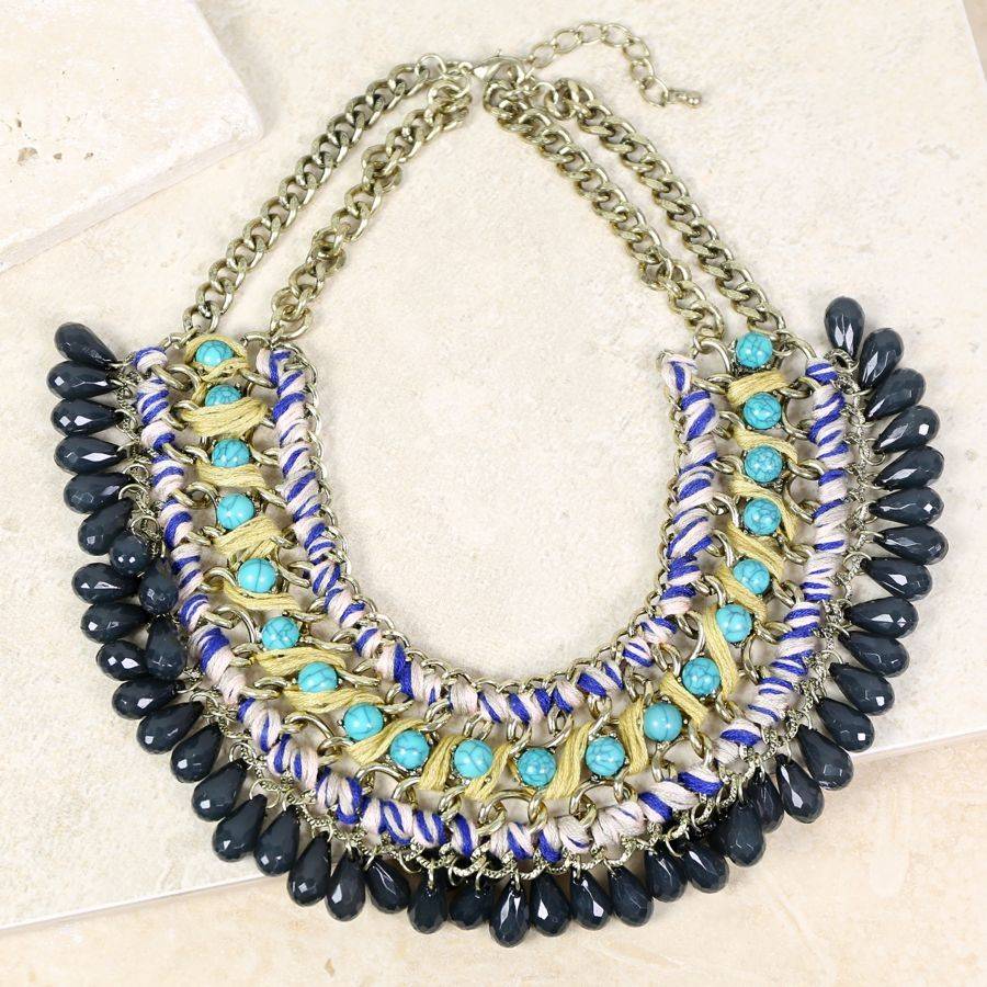 statement beaded fringe necklace by lisa angel