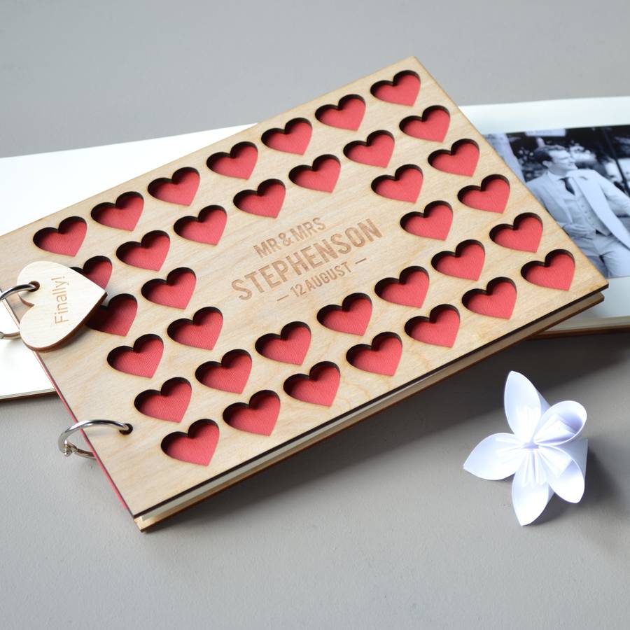 personalised hearts guest book by clouds and currents