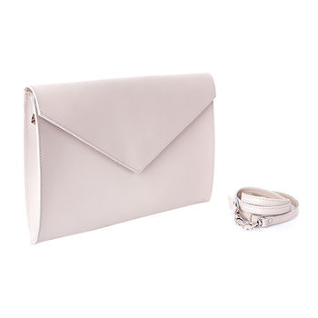 white leather envelope clutch bag