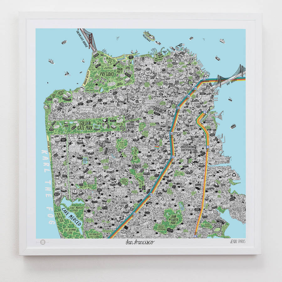 Hand Drawn Map Of San Francisco, 1 of 8