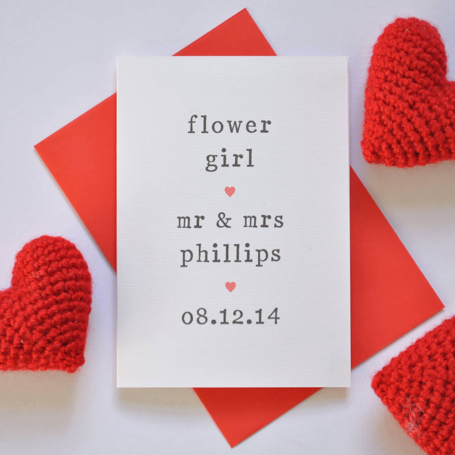 personalised flower girl card by the two wagtails