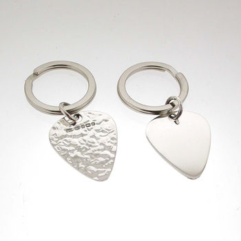 Personalised Hammered Effect Silver Plectrum Keyring, 4 of 7