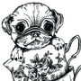 Teacup Pug Greeting Card, thumbnail 2 of 2