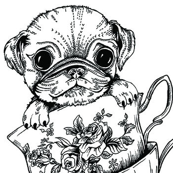 Teacup Pug Greeting Card, 2 of 2