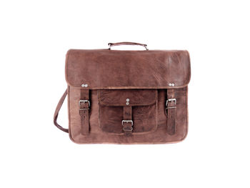 Classic Leather Laptop Bag With Handle And Pocket, 5 of 8