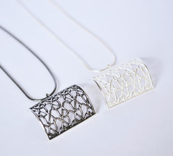 Silver Curved Square Pendant, 2 of 4