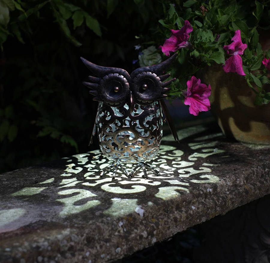 owl solar garden light silhouette filigree selections notonthehighstreet