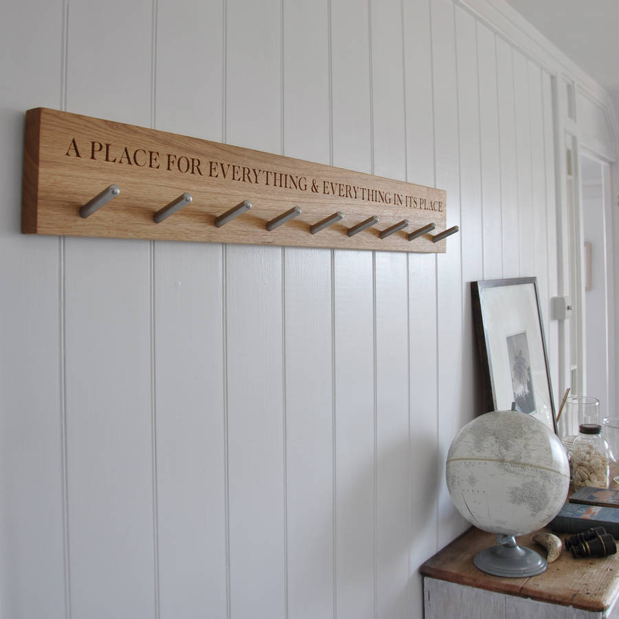 Personalised Peg Rail With Up To 18 Hooks By The Oak & Rope Company
