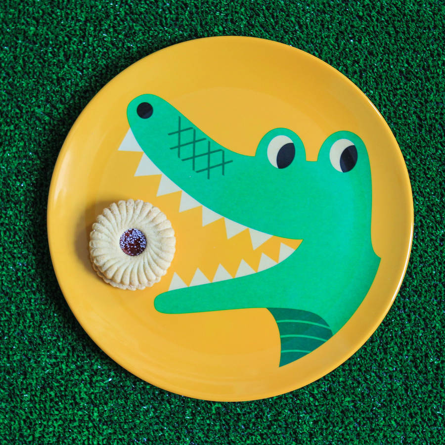 retro design crocodile melamine plate by berylune | notonthehighstreet.com