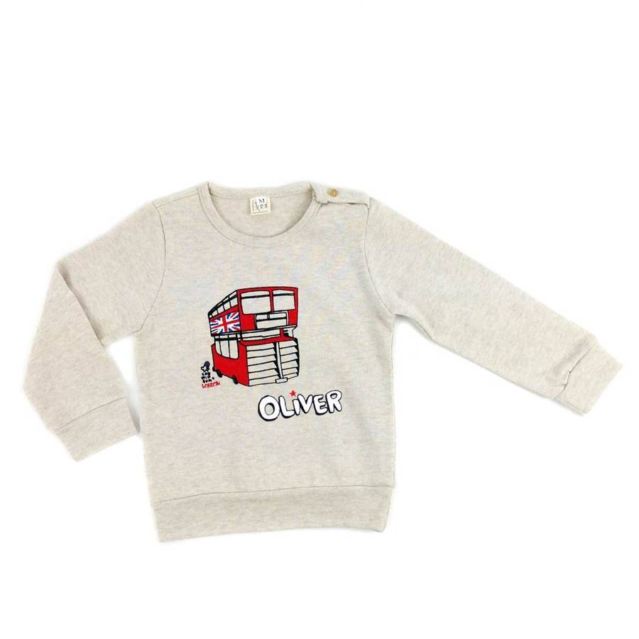 Personalised London Double Decker Bus Baby Jumper By Chewingum London