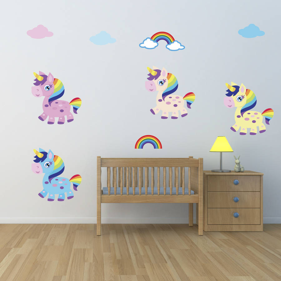 girls unicorn wall stickers by mirrorin