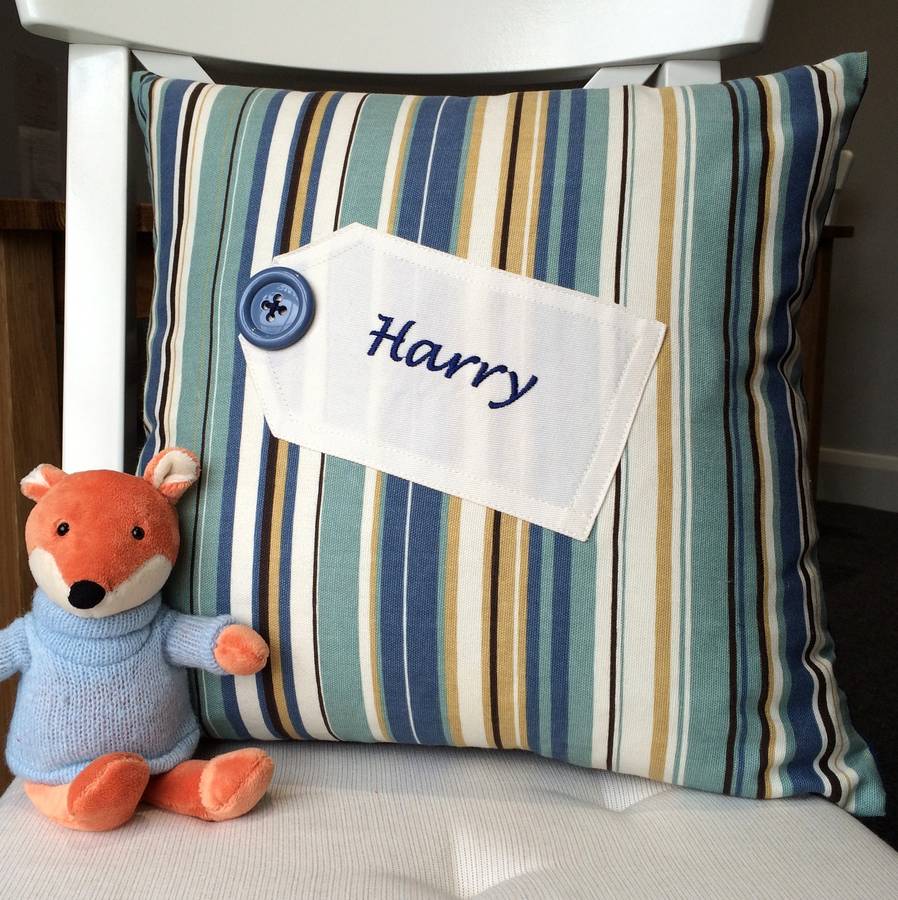 Personalised Kids Name Cushions In Blue By The Alphabet Gift Shop