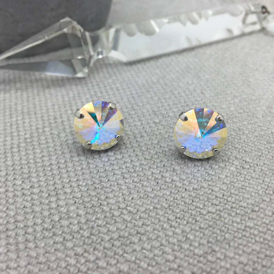 Rainbow Stud Earrings Made With Swarovski Crystals By Iscah and Mimi