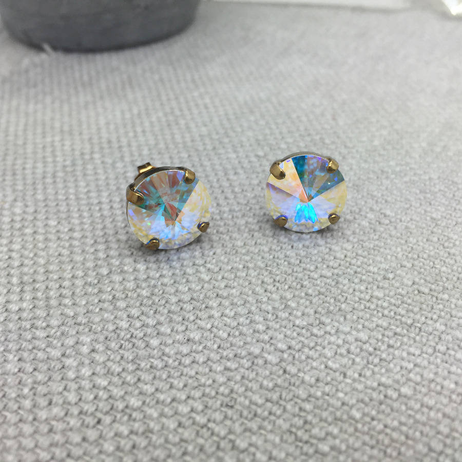 rainbow stud earrings made with swarovski crystals by iscah and mimi ...