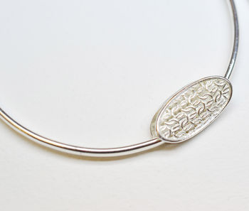 Silver Bangle With Oval Pillow Charm, 3 of 3