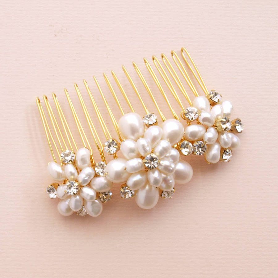 emily pearl floral bridal hair comb by jewellery made by me ...