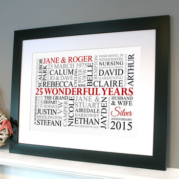Personalised Silver Anniversary Word Art, 10 of 11