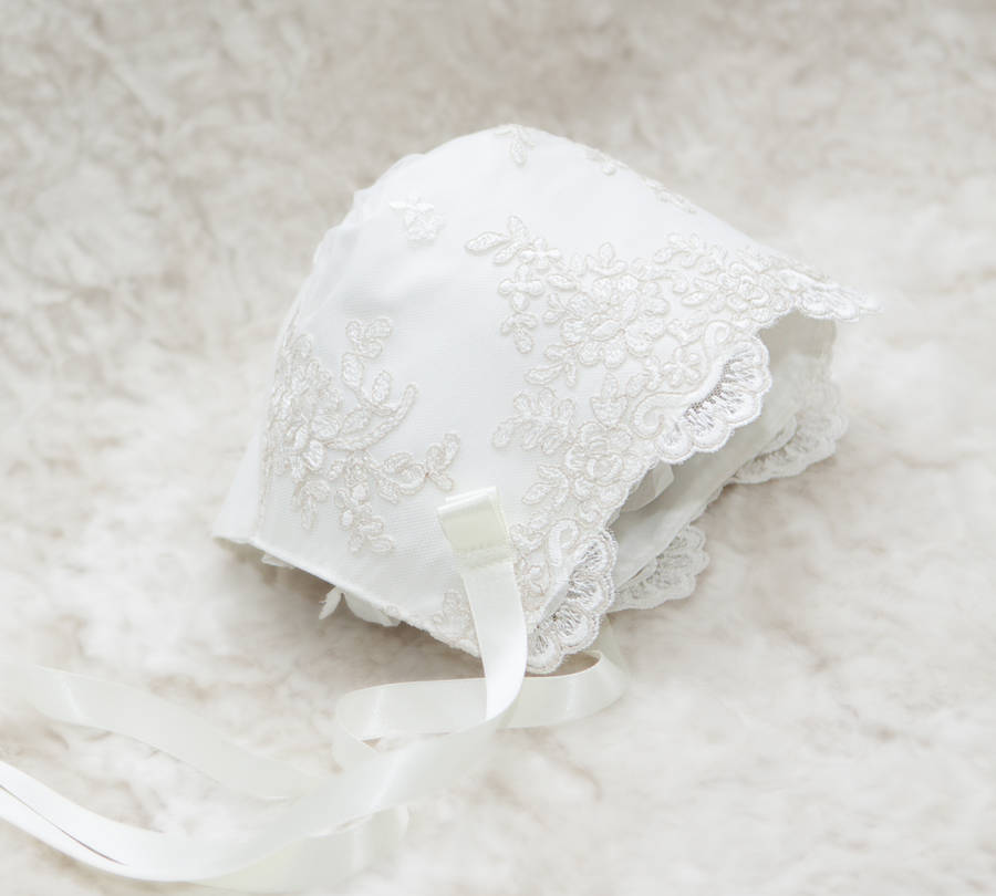 Charlotte Lace Christening Bonnet By Adore Baby | notonthehighstreet.com