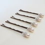 Set Of Five Pearl And Rhinestone Hair Grips, thumbnail 1 of 4