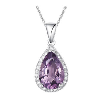 Amethyst 925 Sterling Silver Pear Drop Necklace, 3 of 5