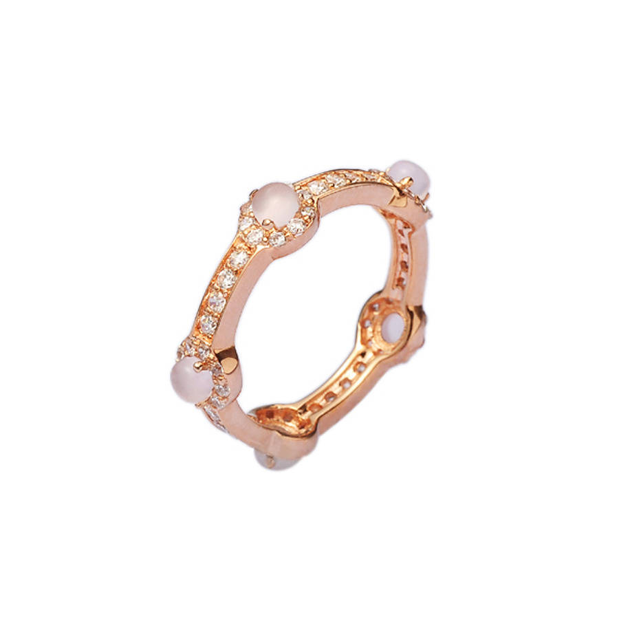 Rose Quartz 18k Rose Gold Plated Stacking Ring By H.AZEEM London