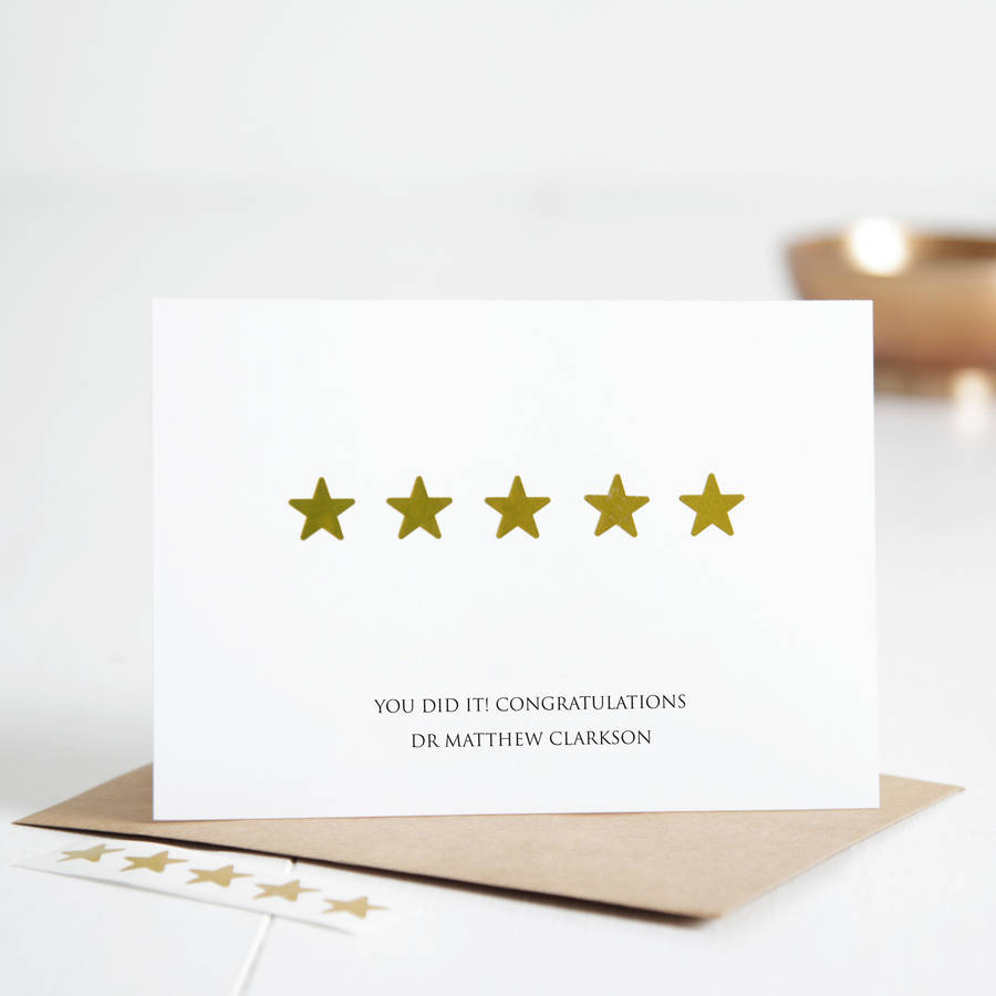 Personalised Gold Star Graduation Card, 1 of 5