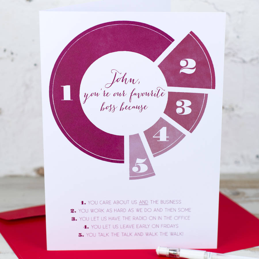 Personalised Favourite Boss Pie Chart Card By Milly Inspired