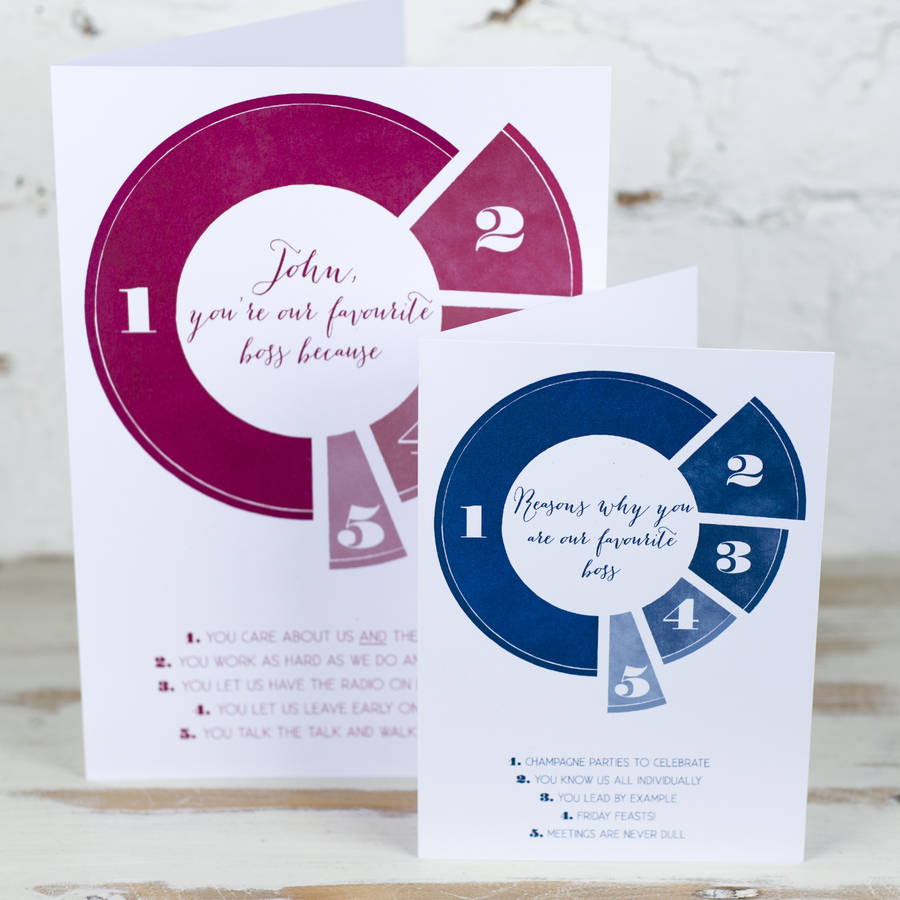 Personalised Favourite Boss Pie Chart Card By Milly Inspired