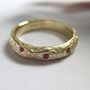 Solid Gold And Rubies Textured Band, thumbnail 2 of 4