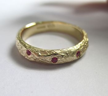 Solid Gold And Rubies Textured Band, 2 of 4