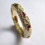 Solid Gold And Rubies Textured Band, thumbnail 3 of 4