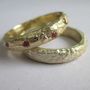 Solid Gold And Rubies Textured Band, thumbnail 1 of 4