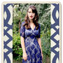 Party Dress With V Neckline In French Navy Lace, thumbnail 4 of 4