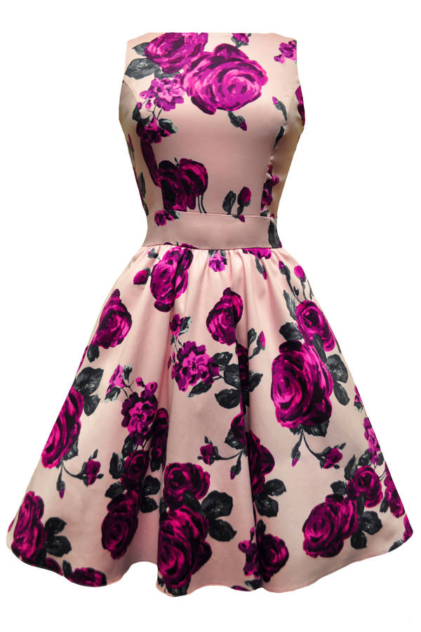 1950s Vintage Style Rose Floral Tea Dress By Lady Vintage ...