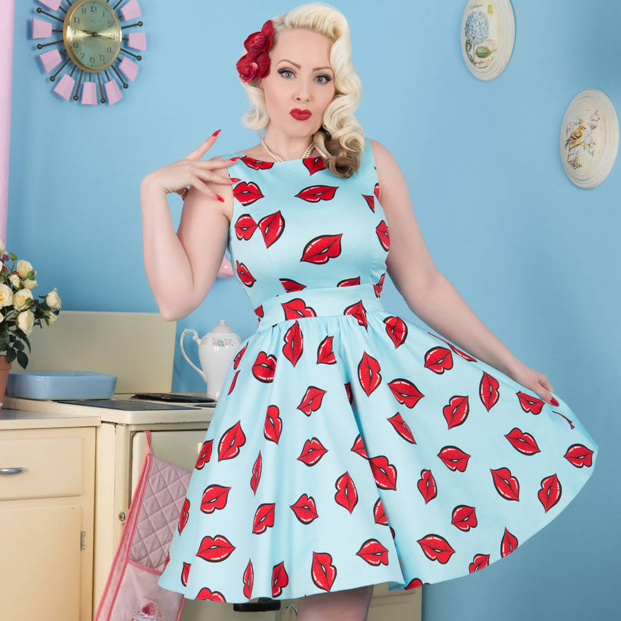 1950s Vintage Style Sweet Lips Tea Dress By Lady Vintage ...