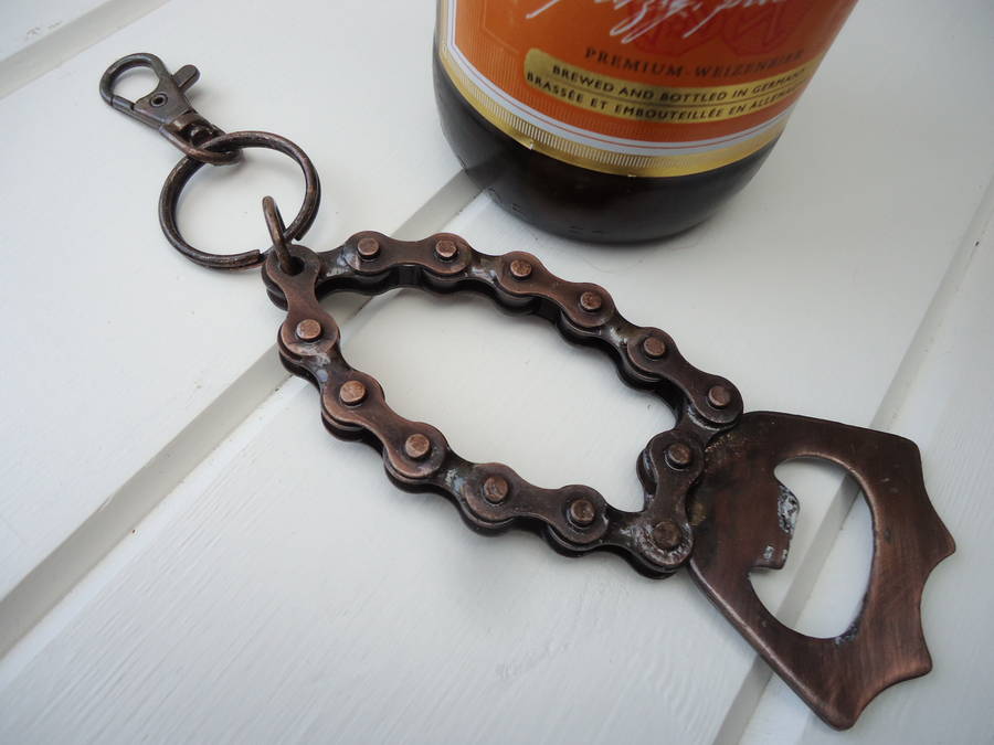bike chain key ring and bottle opener by siop gardd