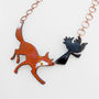 Fox And Crow Enamel Necklace, thumbnail 3 of 4