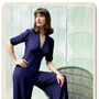 1940s Style Jumpsuit In French Navy Crepe, thumbnail 3 of 5