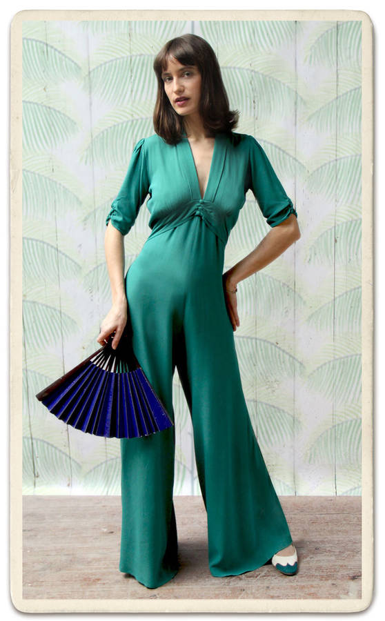 Sable Jumpsuit In Teal Crepe By Nancy Mac | notonthehighstreet.com
