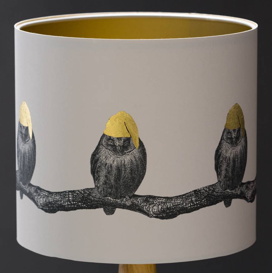 Sleepy Owl Hand Gilded Lampshade By Mountain Molehill Sleepy Owl Hand Gilded Lampshade
