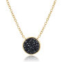 Round 18k Gold Plated Black Druzy Crystal Necklace, thumbnail 3 of 4
