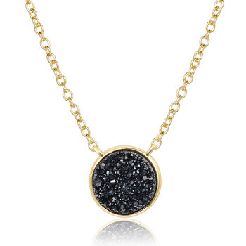 Round 18k Gold Plated Black Druzy Crystal Necklace, 3 of 4