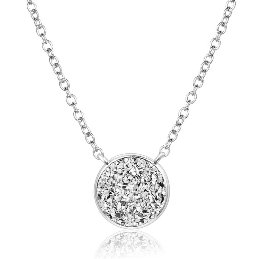 Round 925 Sterling Silver Druzy Crystal Necklace By H.AZEEM London