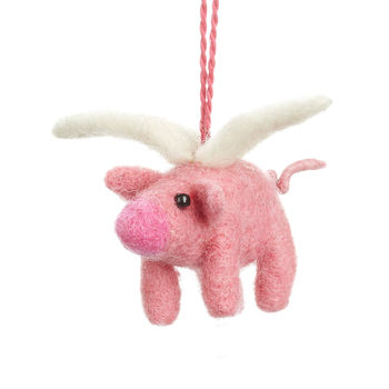 Handmade Felt Flying Pig Hanging Decoration, 2 of 4