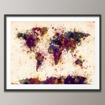 World Map Paint Splashes Art Print, 2 of 3