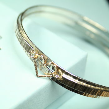Hammered Spiral Bangle With Gold Heart, 5 of 5