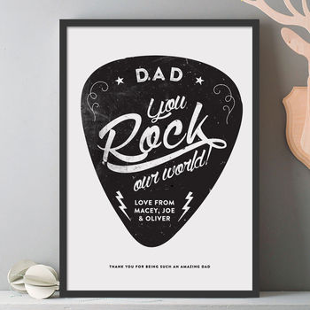 Personalised 'You Rock My World' Guitar Pick Print, 12 of 12