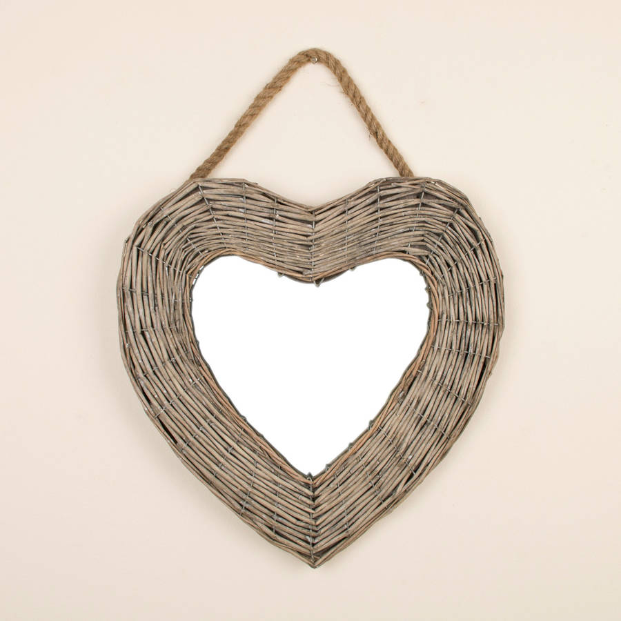 natural wicker heart mirror by dibor
