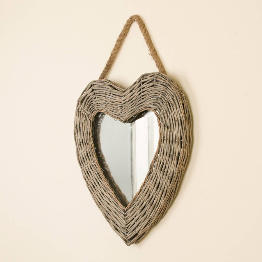 natural wicker heart mirror by dibor